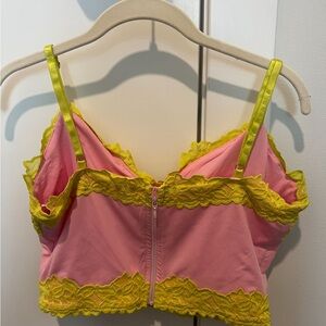 Juniper Lace Cami Top in Pink & Chartreuse from Revolve